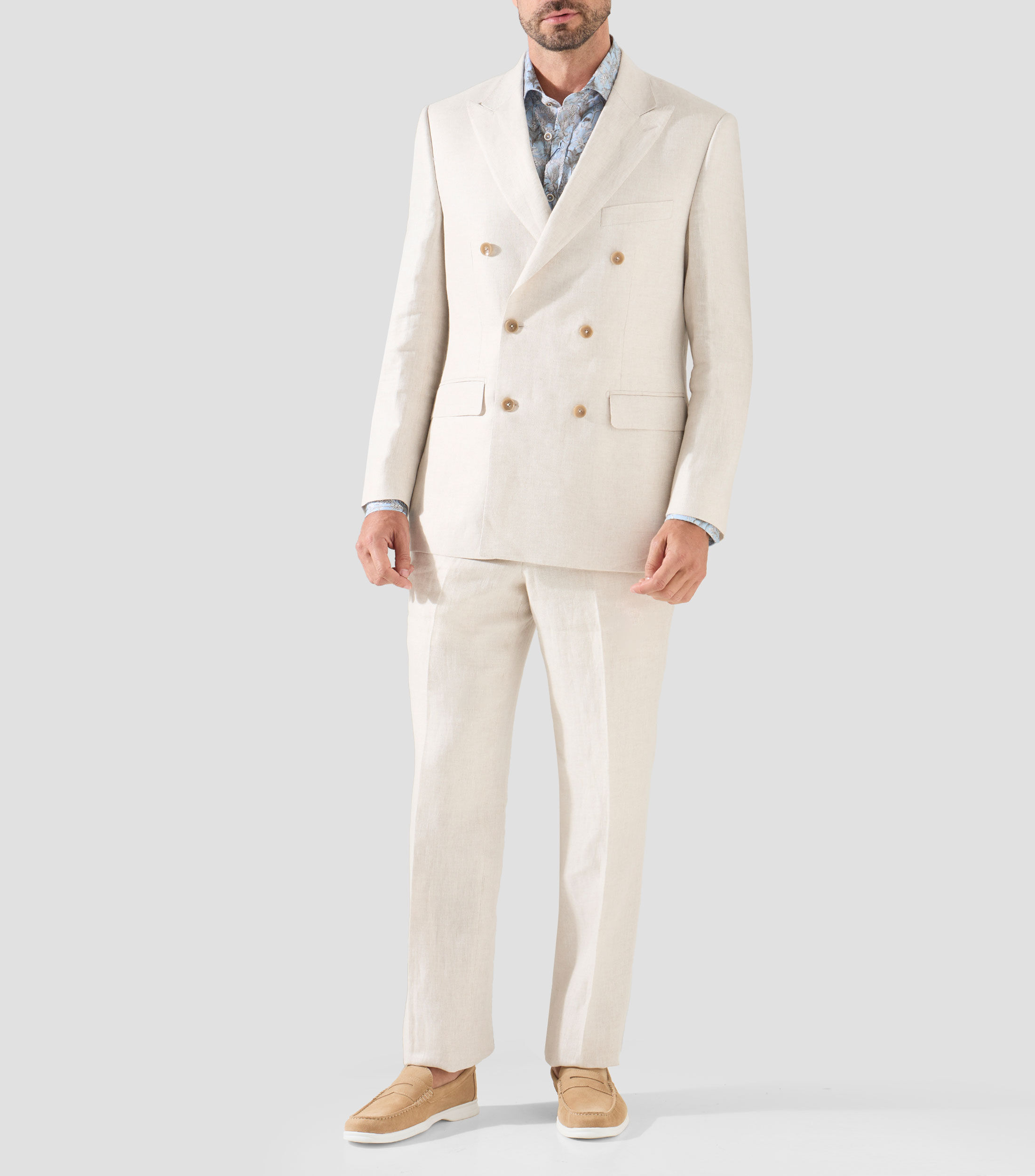 Traje en lino de corte slim liso Hombre